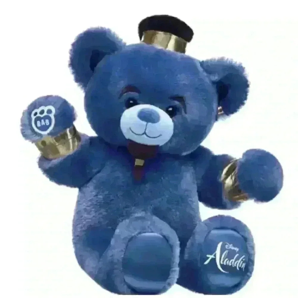 Build-A-Bear Disney Aladdin Genie Plush Blue Stuffed Animal‎ Gold Cuffs Hat 16in